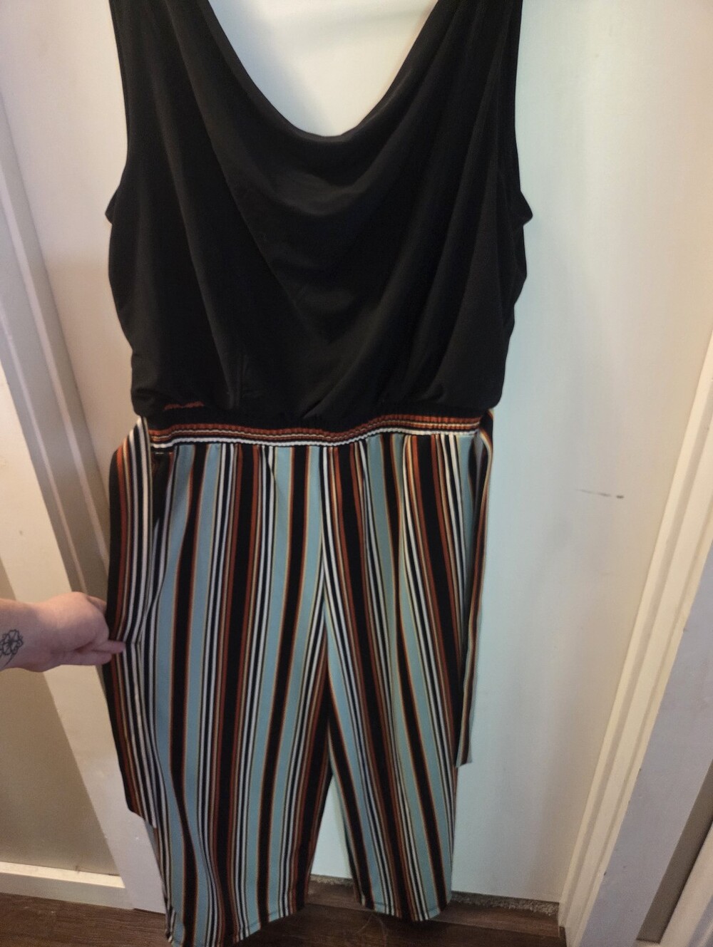 Black Top Striped Wide-Leg Women’s Dress